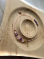 Seelenanker Armband – Rosenquarz & Amethyst mit vergoldeten 925 Silberperlen