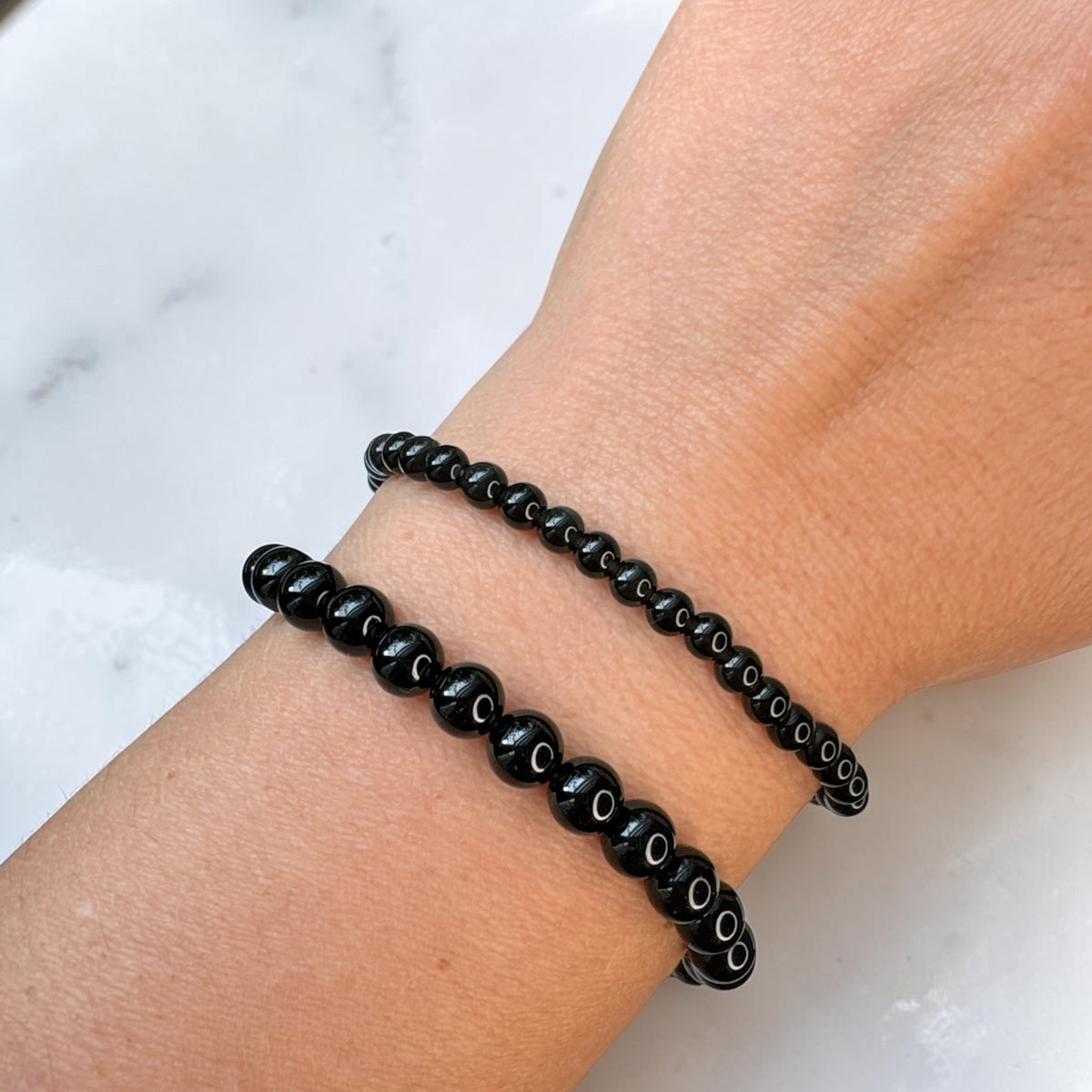 Schwarzer Turmalin (Schörl) Armband 6mm