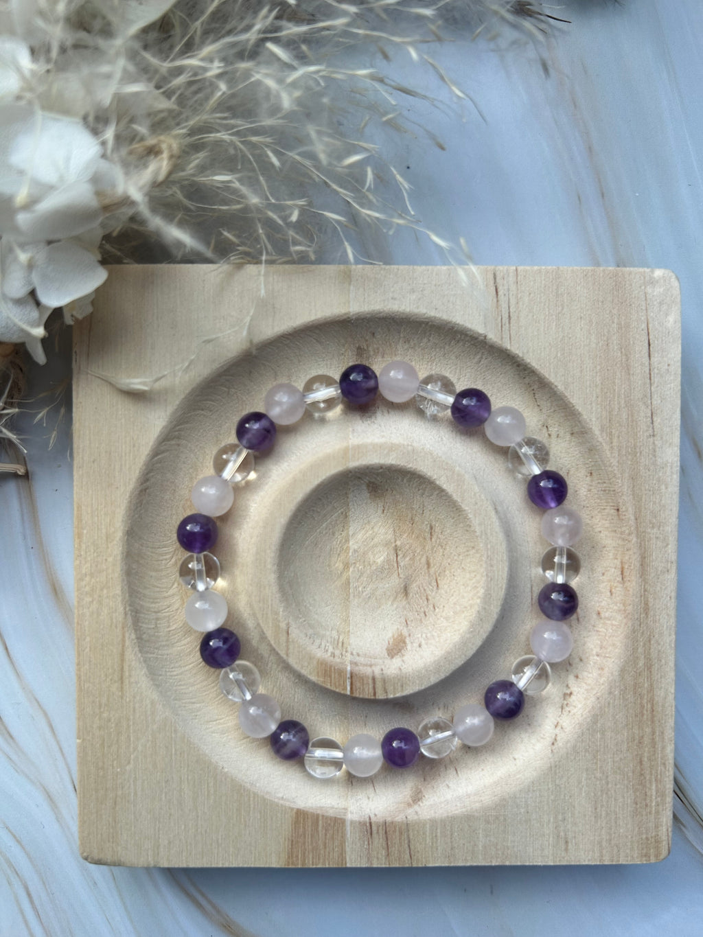 Amethyst | Rosenquarz | Bergkristall Armband