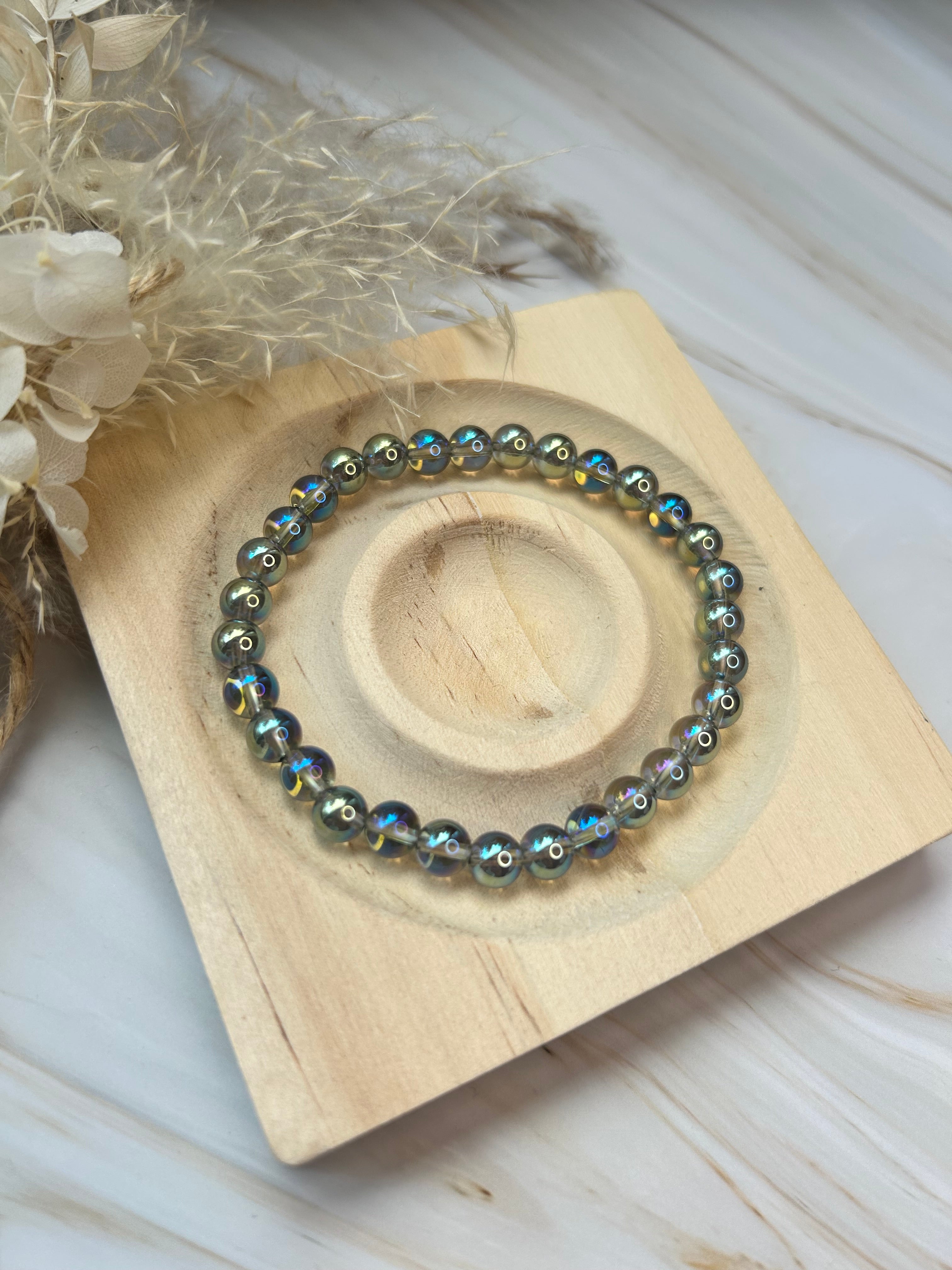 Aqua Aura Bergkristall Armband 0,6 mm