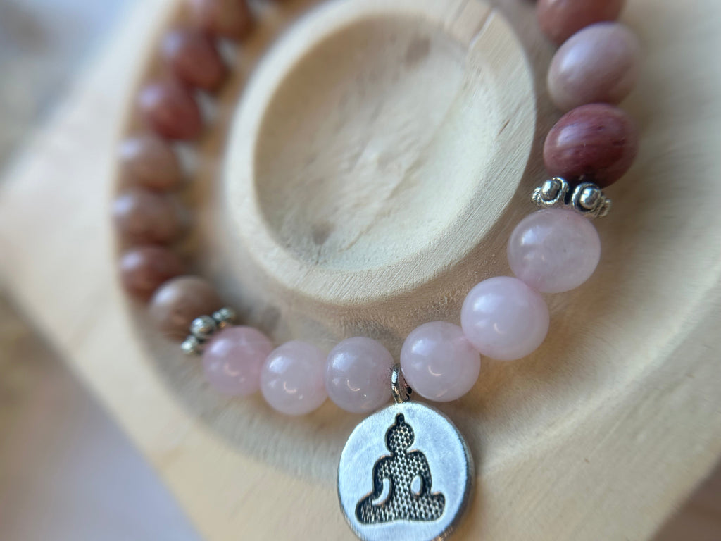 Rosenquarz & Rhodochrosit Buddha Armband