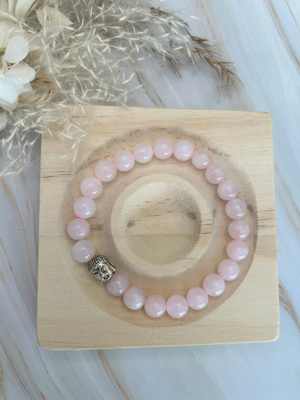Rosenquarz Buddha Armband 0,8
