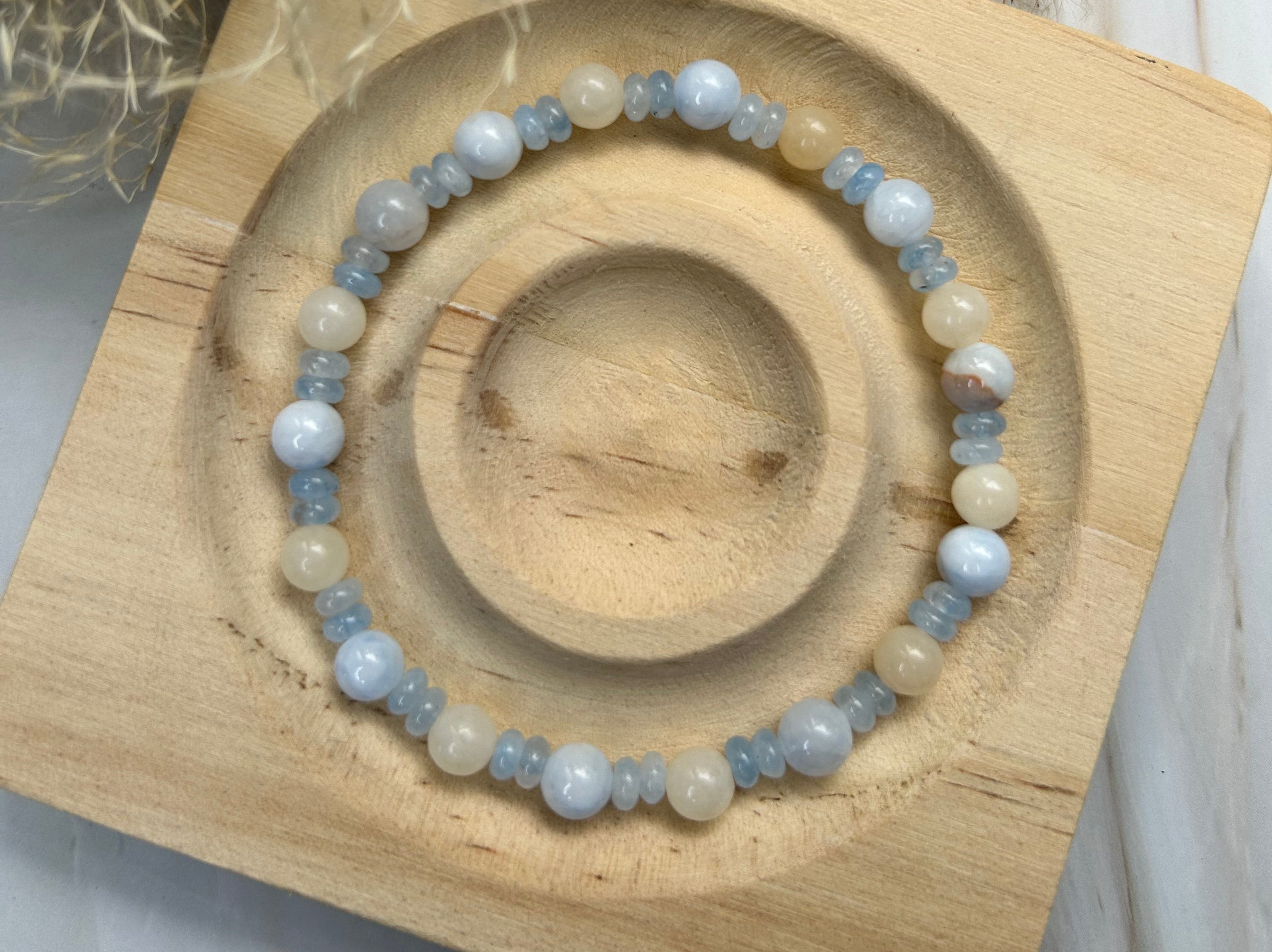 Chalcedon | Honigcalcit | Aquamarin Armband