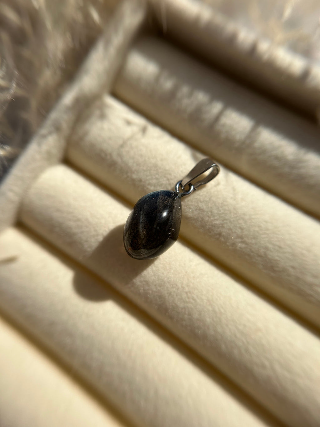 HQ Labradorit Trommelstein Kettenanhänger, 925 Silber