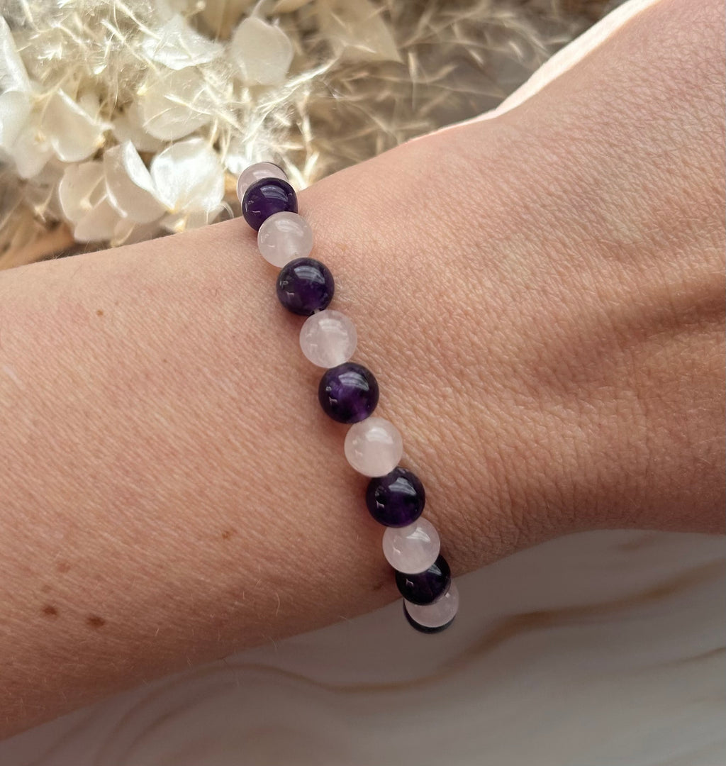 Mala Armband | Rosenquarz & Amethyst