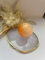 Orangen Selenit Kugel