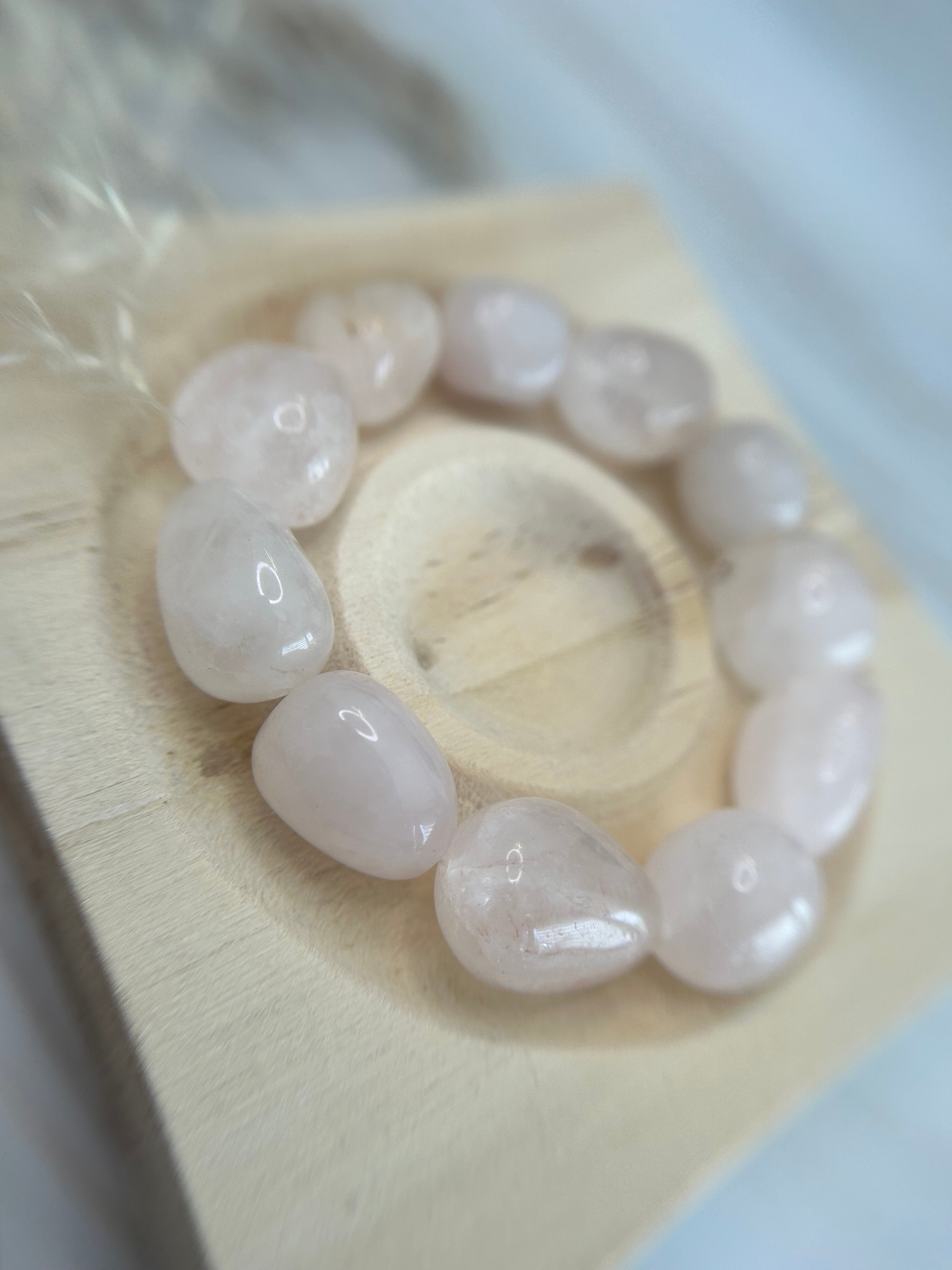 XL Rosenquarz Nugget Armband