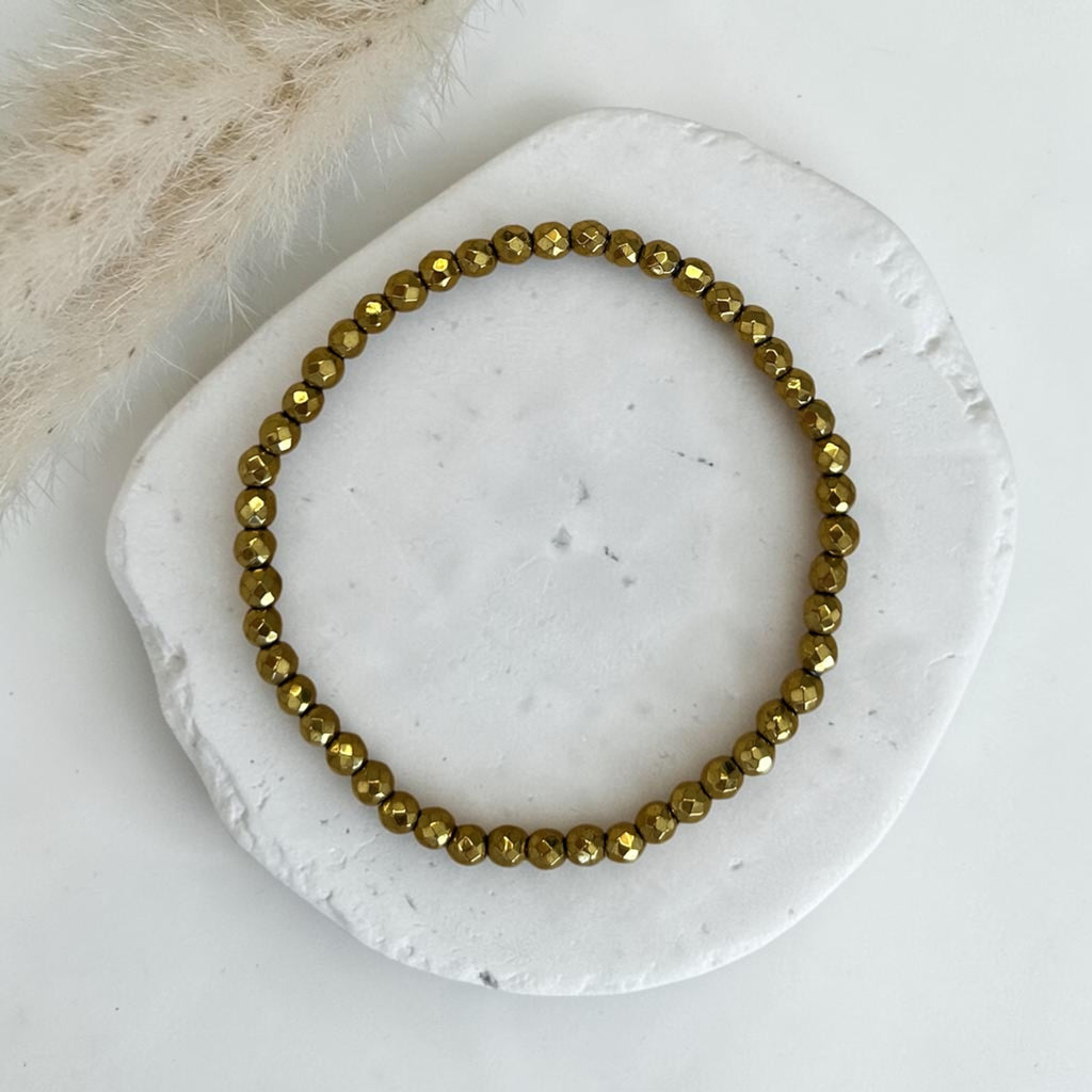 Hämatit Armband gold faccetiert