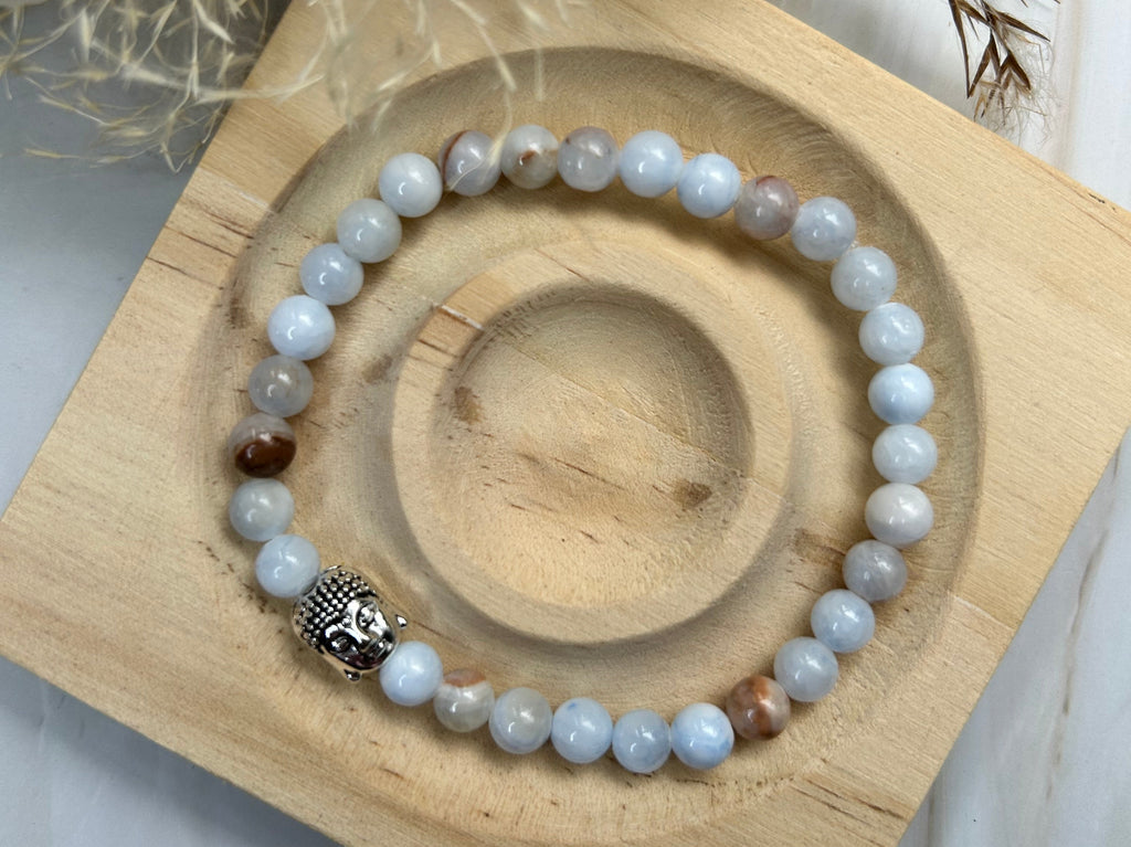 Chalcedon Armband mit Buddha Charm