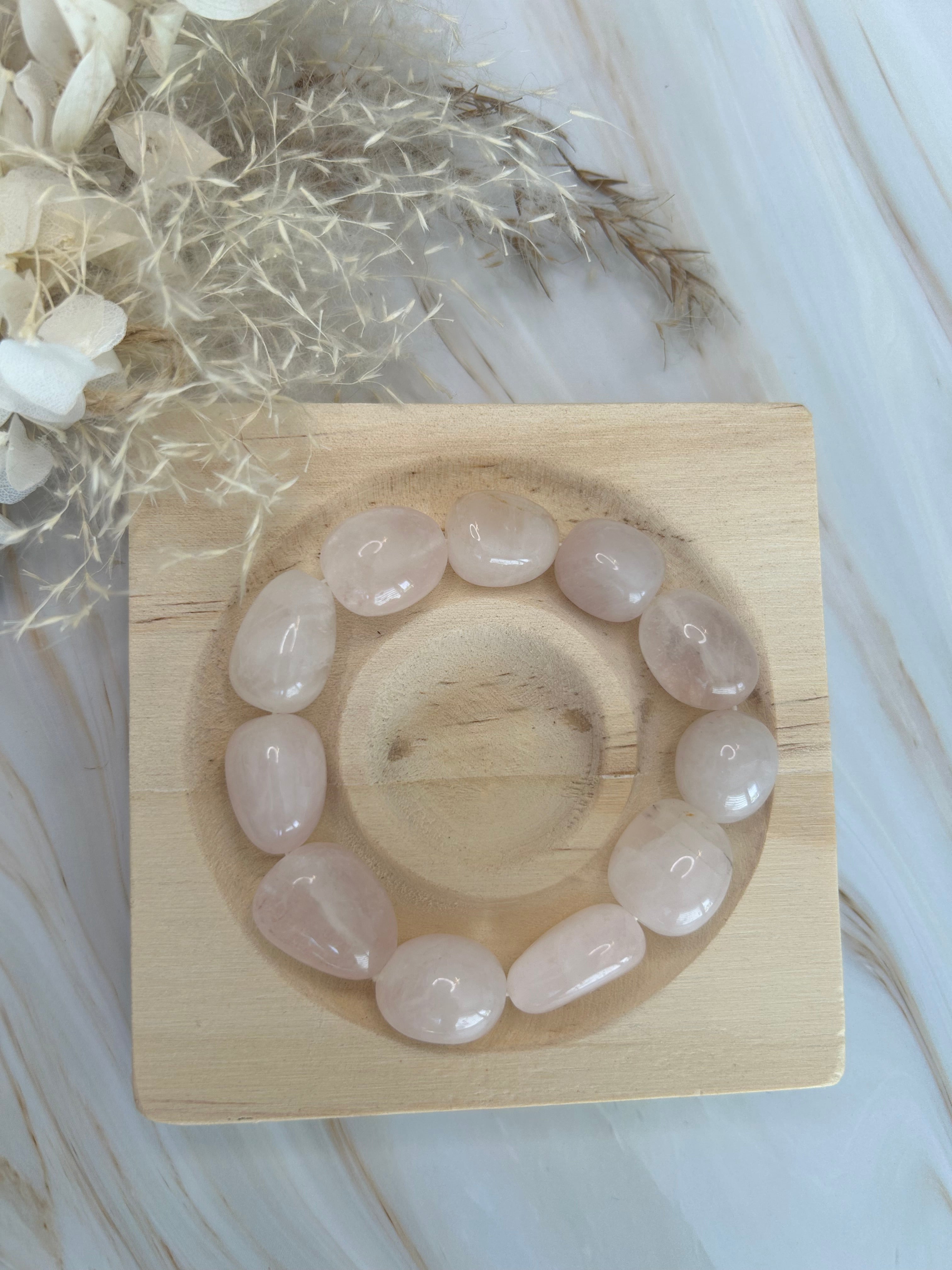 XL Rosenquarz Nugget Armband