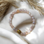 Kirschblütenachat mit Buddha Charm | Gold