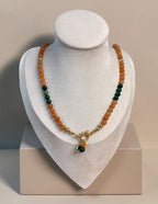 Orangener Aventurin & Nephrit Jade Halskette