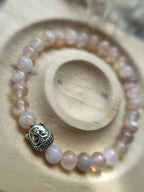 Kirschblütenachat mit Buddha Charm | Silber
