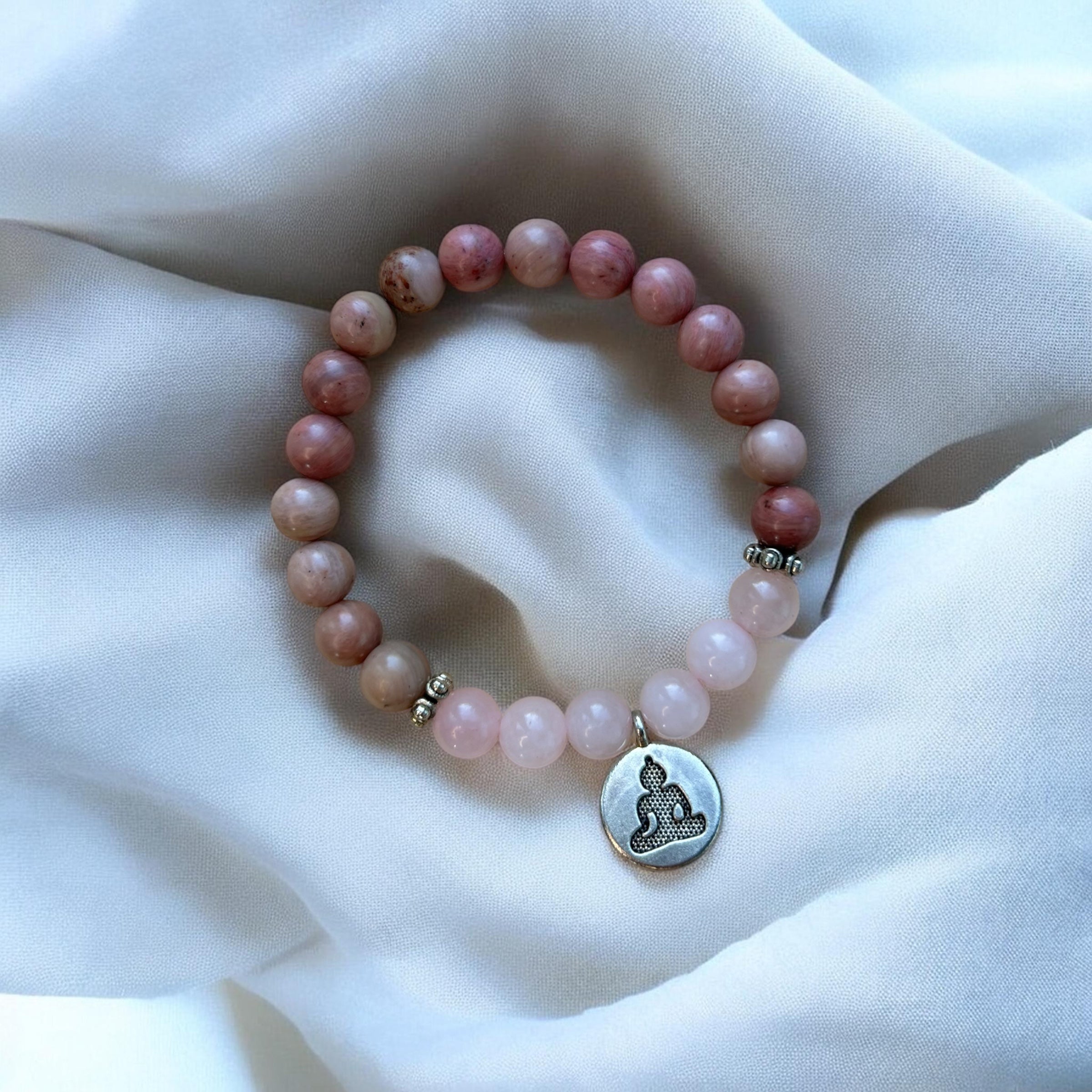 Rosenquarz & Rhodochrosit Buddha Armband
