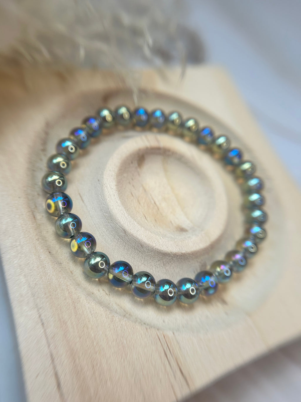 Aqua Aura Bergkristall Armband 0,6 mm