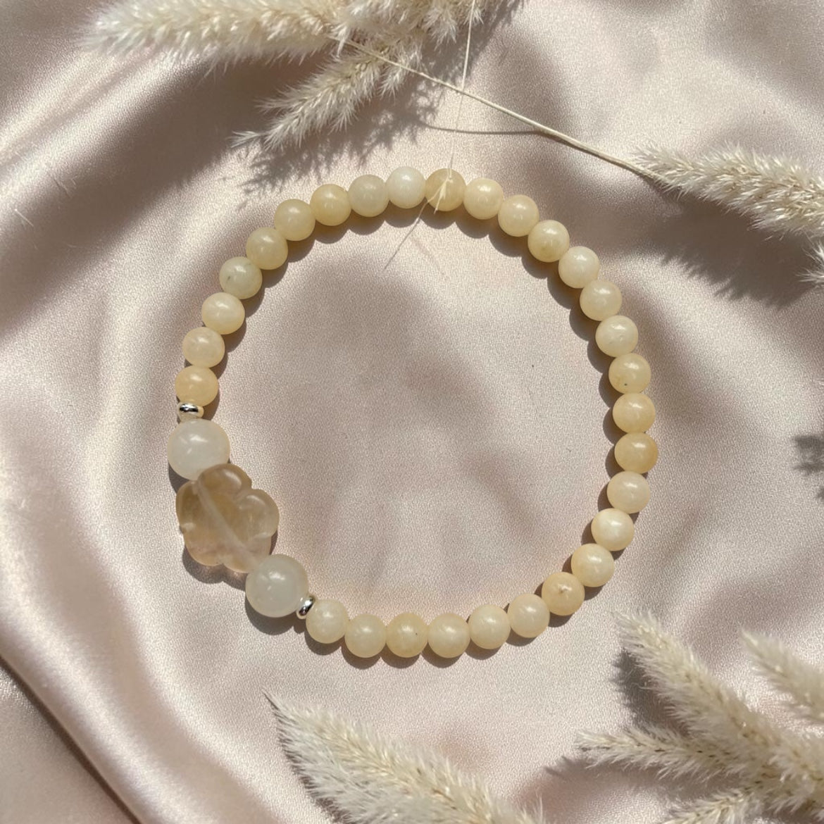 Honigcalcit Armband mit Bergkristall