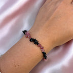 Rosa & Schwarzer Turmalin Splitter Armband