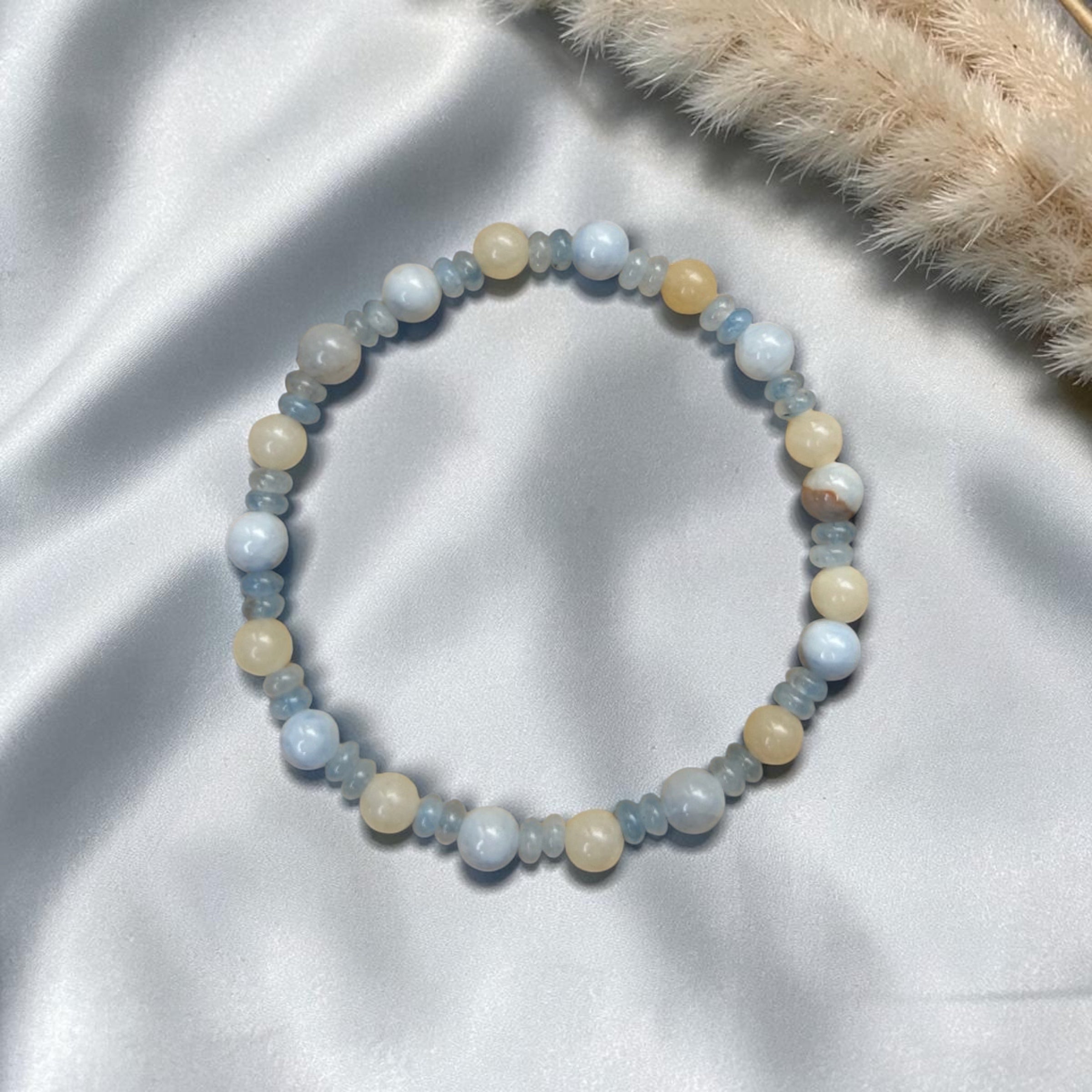 Chalcedon | Honigcalcit | Aquamarin Armband