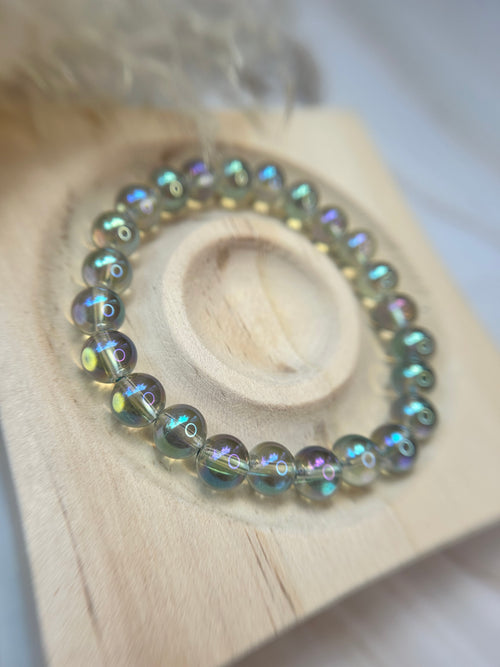 Aqua Aura Bergkristall Armband 0,8 mm