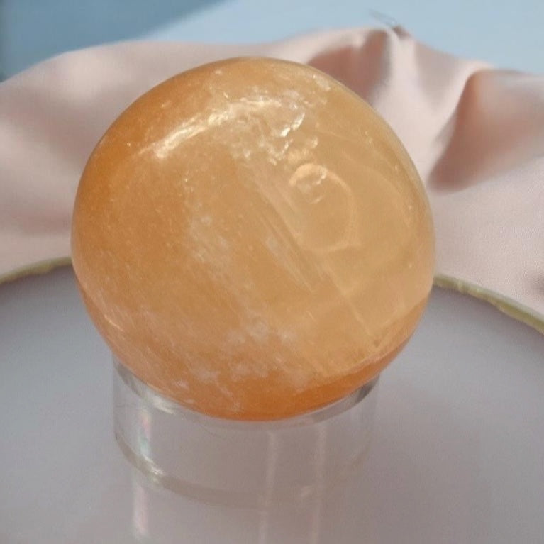 Orangen Selenit Kugel