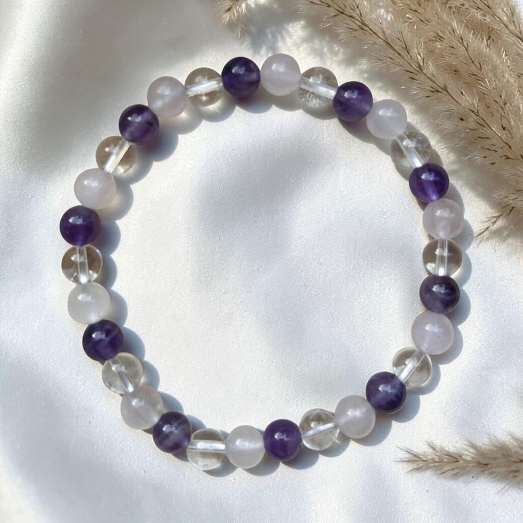 Amethyst | Rosenquarz | Bergkristall Armband